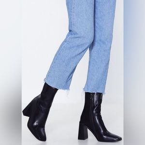 New: Nasty Gal Square Toe Heeled Boot, 8